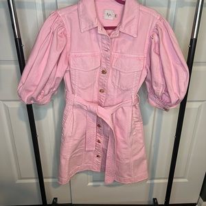 AJE Triada Button Denim Puff Sleeve